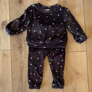 Cat & Jack Gray Velour Top with Butterfly Accents